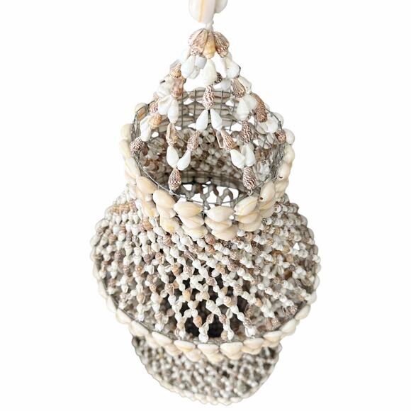 Vintage Boho Nassa Sea Shells Handmade Chandelier Lampshade 39” - Picture 3 of 10